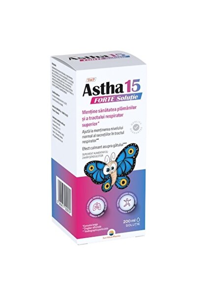 SUN WAVE PHARMA Soluție Astha 15 Forte, - piper negru, scorțișoară, turmeric, cardamom, ghimbir, 200 ml