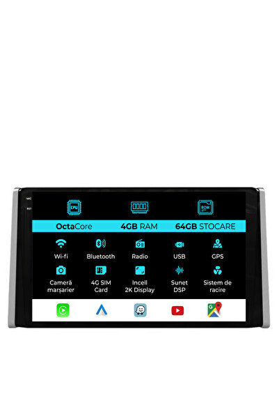 NavStore Navigatie Dedicata Toyota Rav4 (2018-2024), 2K, 4Gb Ram, 64Gb Stocare, Carplay