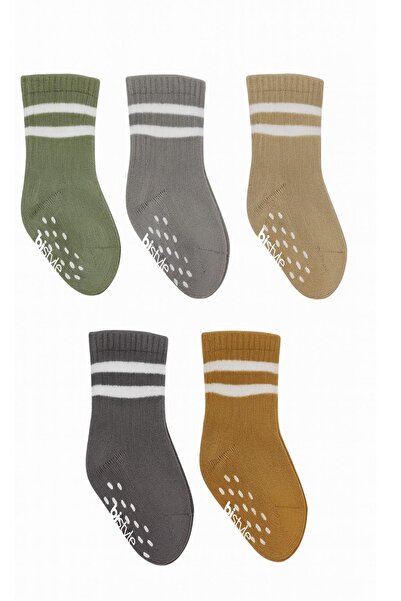 Bistyle 5 Çift Organik Pamuk Bebek Çorap Çemberli Dikişsiz Penye Soket Kutulu...