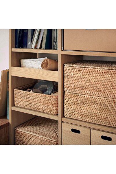 Muji Rattan Rectangular Basket, W 36 x D 26 x H 16 cm, M, Natural