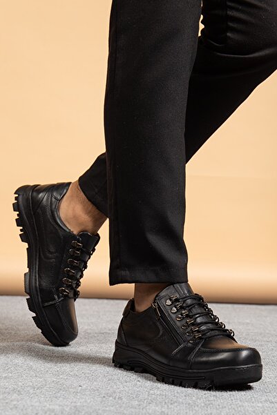 maximoda Genuine Leather, Zippered, Stitched to the Sole, Winter Men's Leather Outdoor Shoes