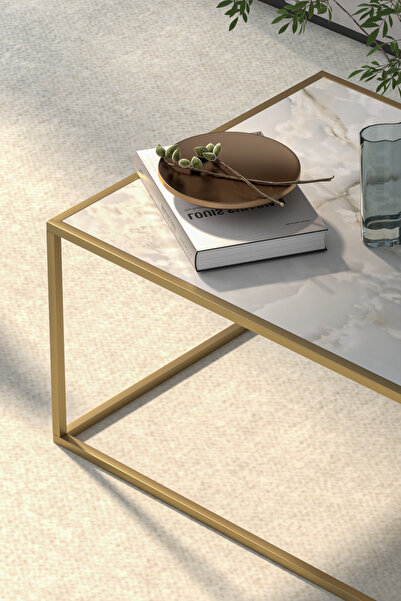 MİLVAKİ Orta Sehpa Gold Modern Dikdörtgen