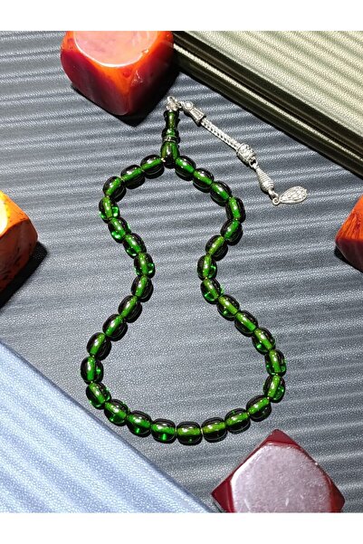 Anemore Collection سبحة من خشب الكهرمان الأخضر اللون