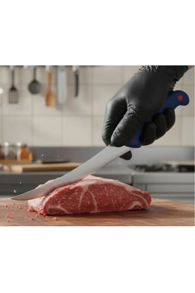 Herum Butcher knife set, complete set with cleaver, knife sharpener, colored handles, 8 pieces