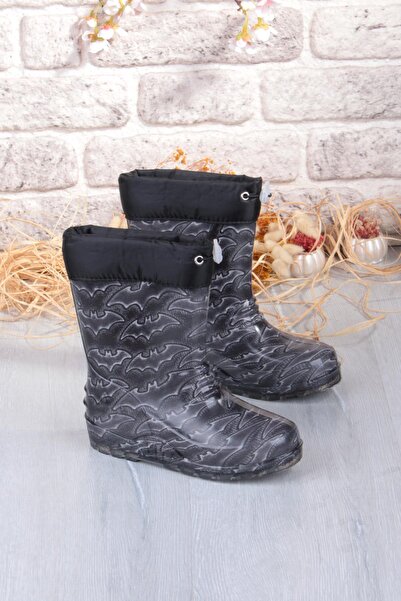 fort 7061 Bat Figured Plush Lined Waterproof Boys' Snow Rain Boots