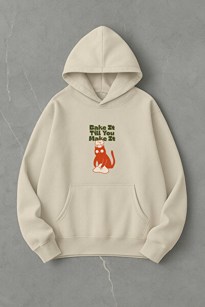 LORVEX Bake It Till You Make It Hanorac unisex supradimensionat cu imprimeu f...