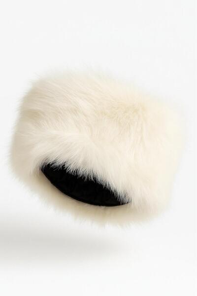 Melissa Boutique Women's Cream Plush Fur Kalpak Hat