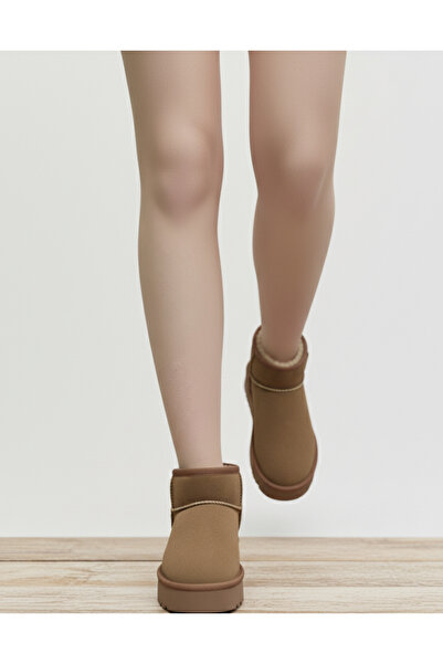 modewelt Yüksek Taban Mini Süet Tüylü kadın Bot-vizyon