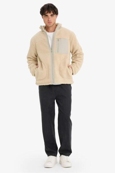 DeFacto Πλεκτό παλτό Regular Fit με ψηλός λαιμός εσωτερικές τσέπες με φερμουάρ (25 WN)