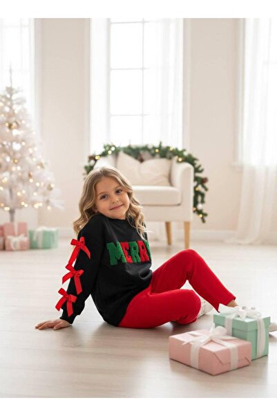 ARBİ kids Girl's Suzene Embroidery Bow-Knot Merry Stretch Fabric Two-Thread Suit Without Sharding