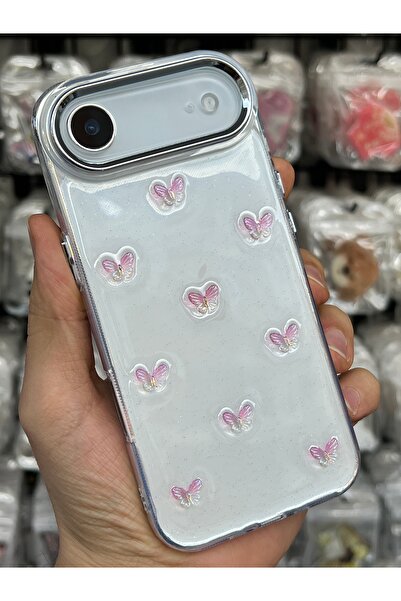 EDELFU آيفون 17 AİR - غطاء شفاف وردي اللون مع إطار كاميرا ناعم ولامع وغلاف فض...