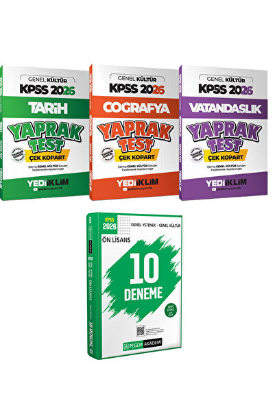 Yediiklim Yayınları KPSS 2026 Tarih Coğrafya Vatandaşlık Yaprak Test Çek Kopa...