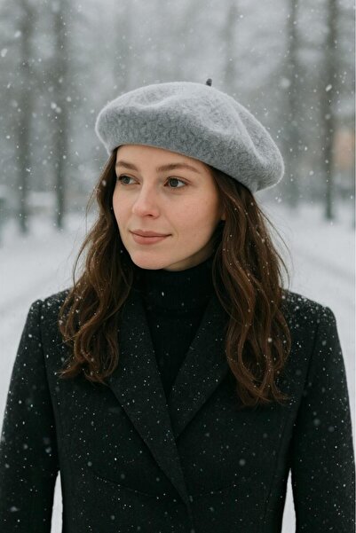 Melissa Boutique قبعة بيريه رسام فرنسي رمادي نسائي