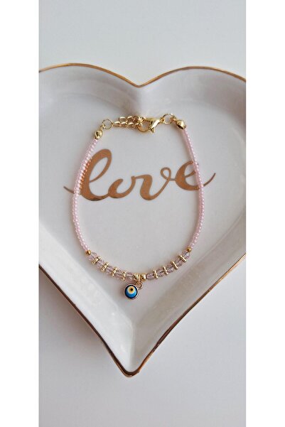 Svc Aksesuar Gift Evil Eye Beaded Bracelet - Light Pink