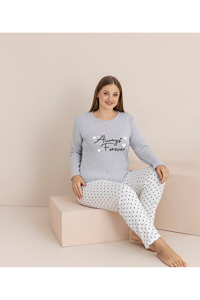 rindahomewear Plus Size Single Jersey Long Sleeve Pajama Set