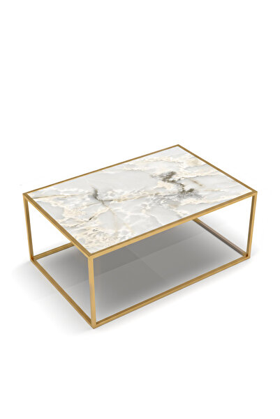MİLVAKİ Orta Sehpa Gold Modern Dikdörtgen