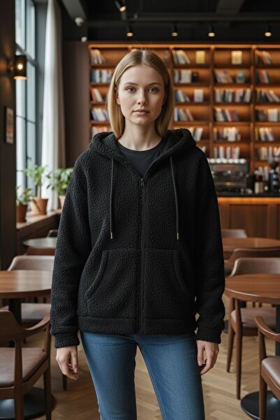 NewCabin Women's Plush Zippered Hooded Fleece Sweatshirt – Soft Textured Comfortable Oversized Models