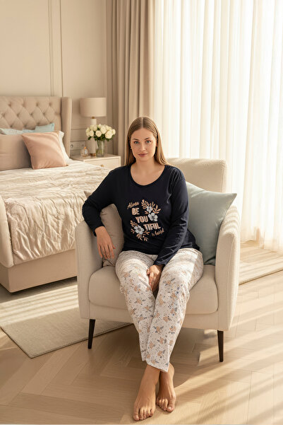rindahomewear Plus Size Single Jersey Long Sleeve Pajama Set