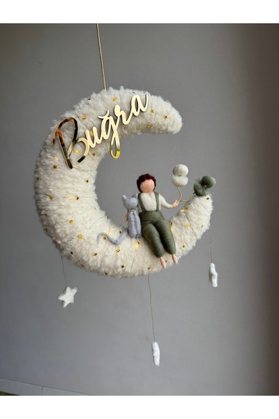 Pure baby handmade Erkek bebek kedi figürlü kapı süsü