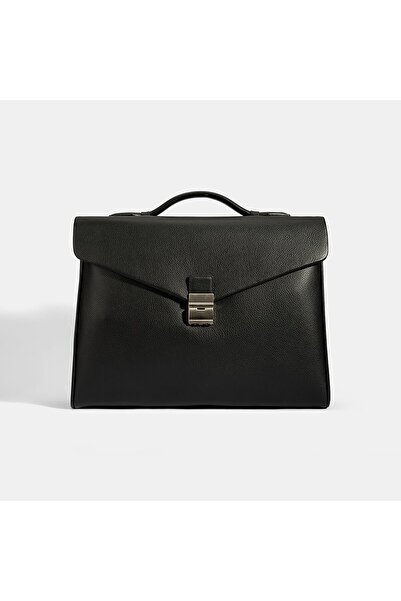 Desa Men's Black Leather Briefcase