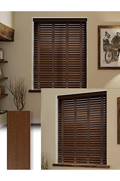 YS PERDE TASARIM Wooden Blinds %100 Doğal Ahşap Jaluzi Perde 50mm,Alüminyum K...