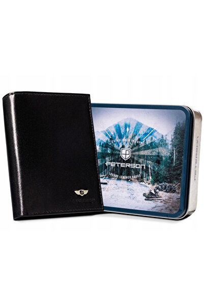 Other Large men's wallet in black, made of genuine leather, without a clasp -...