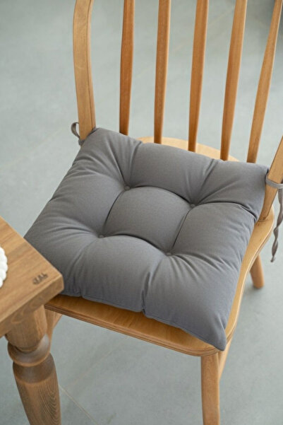 LemonBloom Premium Pofidik Tekli Sandalye Minderi 40x40cm Özel Dikişli Puntolu Bağcıklı Konforlu Oturma Minderi