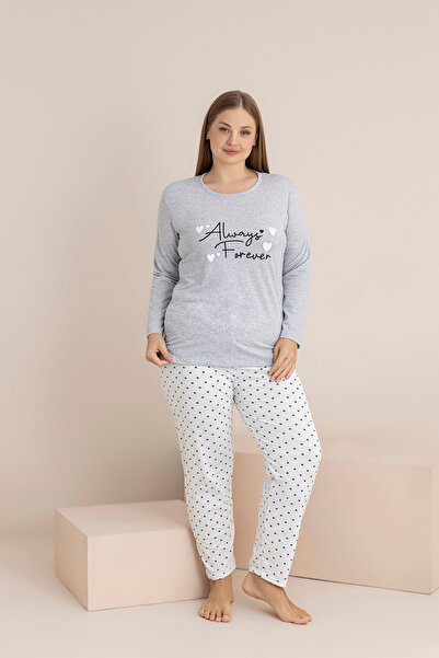 rindahomewear ΣΕΤ ΠΙΤΖΑΜΑ ΜΕ ΜΑΚΡΥ ΜΑΝΙΚΙΑ ΣΥΜΠΑΤΙΚΟ ΜΕΓΕΘΟΣ