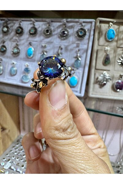 hayaltasari Sentetik Aleksandrit Taşlı Vintage Model Gümüş Yüzük 925 Ayar