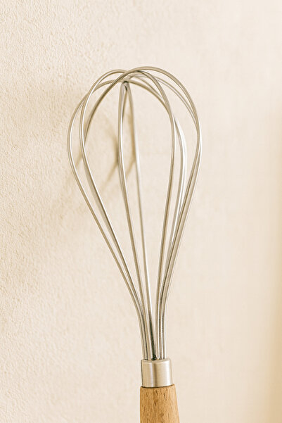 Bohemian Natural Wooden Handle Stainless Steel Small Size Whisk