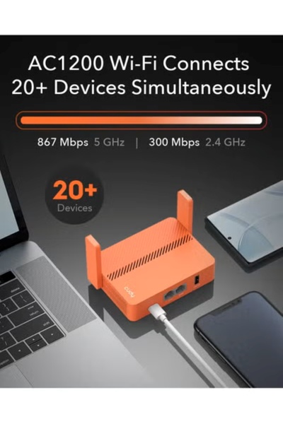 cudy كودي راوتر سفر AC1200 بحجم الجيب، موسع / مكرر للفنادق والشبكات العامة، WISP، الخادم، USB، TR1200