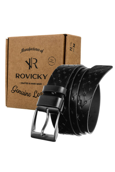Other Curea din piele bărbătească 3,8 cm PRS-04-G-115-0597 Neagră