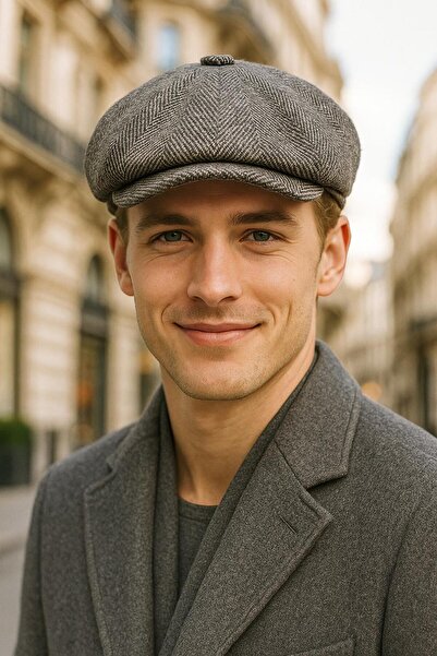 FELLMENS Ανδρικό καπέλο από κασμίρ με γκρι σχέδιο