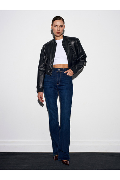 Dilvin 72081 ελαστικό ύφασμα Flare Jean-Μπλε