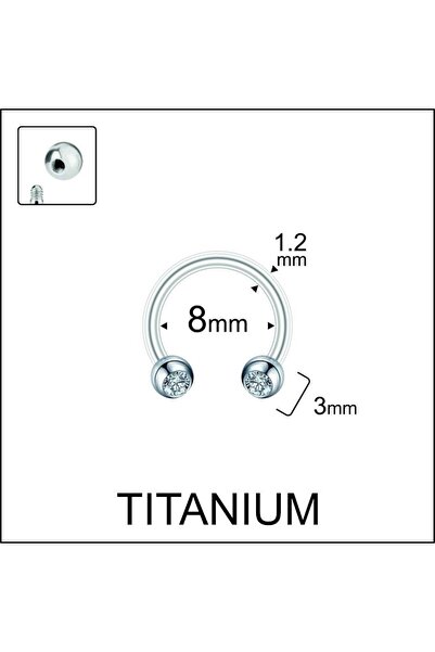 Rupen Kraft %100 G23 Titanyum Çift Taş Kristal Top 3mm x 8mm x 1.2mm Titanyum...