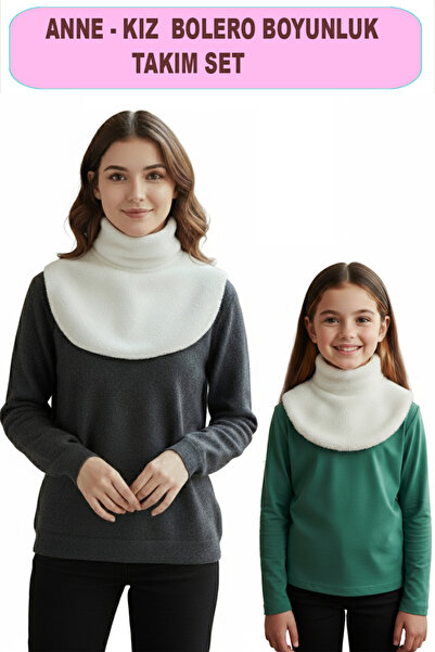 Leiste Mother Daughter Set Plush Bolero Neck Collar Scarf Shoulder Shawl Set of 2 Etol Neck Collar Plush Winter Shawl Neck Collar