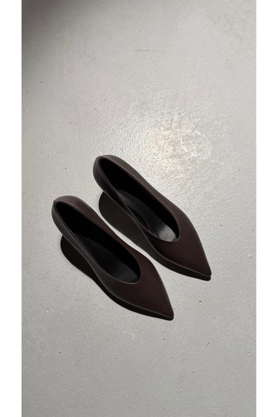 Eataly Shoes Acıkahve Basic Women's Shoes with Small Heels