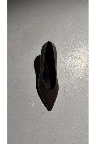 Eataly Shoes Acıkahve Basic Women's Shoes with Small Heels