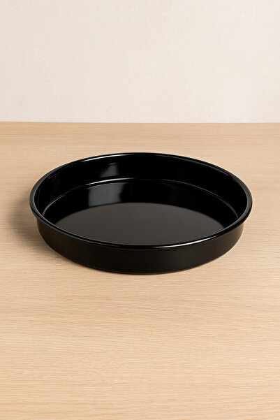 Albergio 40 cm Black Enamel Round Baking Tray – Durable, Easy to Clean, Healthy Cooking