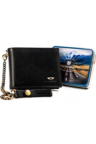 Other Black leather men's wallet with chain - Peterson