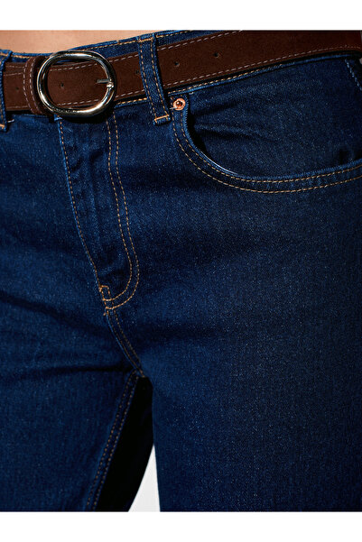 Dilvin 72079 Ζώνη από καστόρι με τζιν-μπλε ναυτικό χρώμα