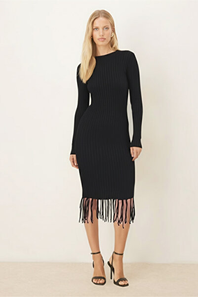 armonika Women's Black Tassel Trim Knit Dress Arm-26K136028