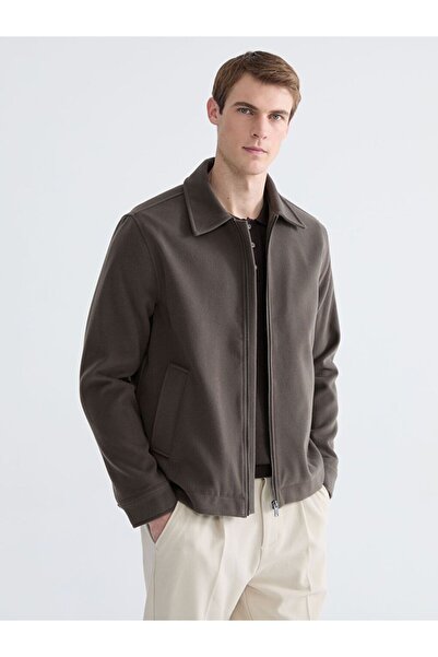 LC Waikiki SOUTHBLUE Standart Kalıp Gömlek Yaka Erkek Kaşe Mont