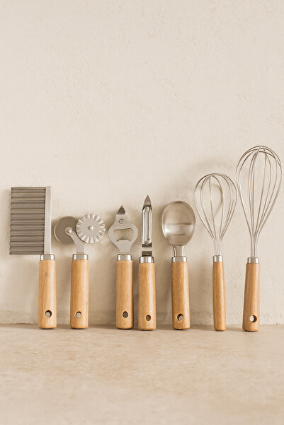 Bohemian Natural Wooden Handle Stainless Steel Ice Cream Spoon