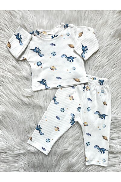 ONE bebek Dinosaur Design Boys' Double Baby Set Pajamas