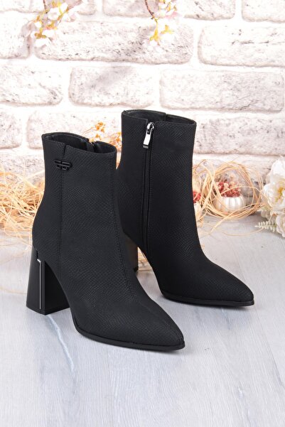 Guja 25K137 Printed Leather 8 cm Height Thick Heeled Pointed Toe Women's Boots