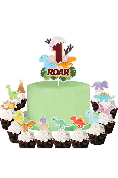 Whimlets Set of cake and cupcake toppers with dinosaurs, ideal for ages 1 and up