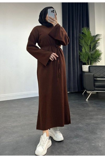 Gülce moda Tie-Detail Oversized Knit Dress Wide Sleeve
