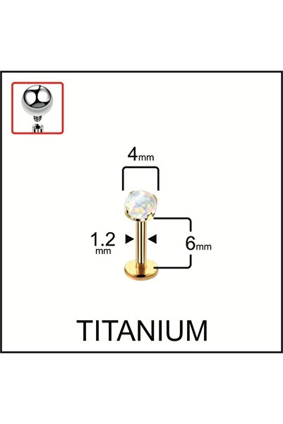 Rupen Kraft %100 G23 Titanyum Titanyum Altın Beyaz Opal Taşlı Kıkırdak Tragus...