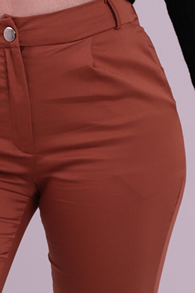 armonika Women's Tan Elastic Waist Folded Cuff Pants Arm-26K136042